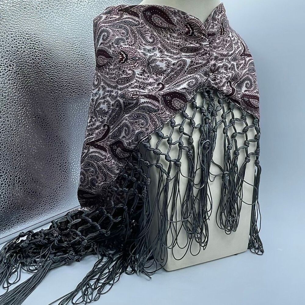 Western paisley fringe draped infinity scarf.